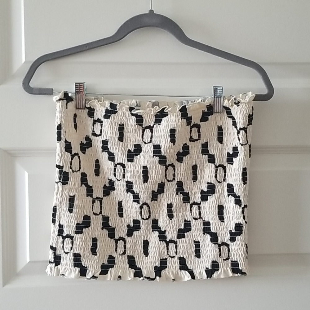H&M tube top, size L, Black and cream color